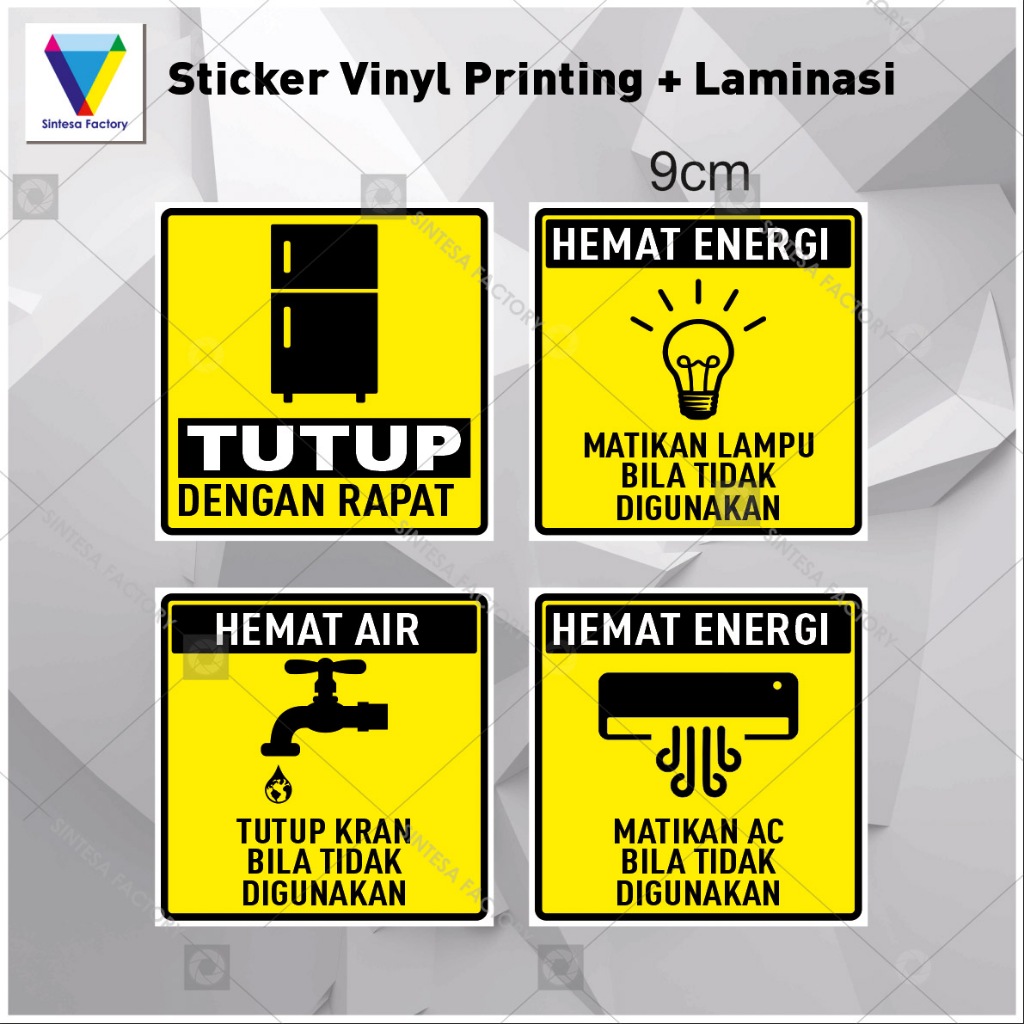 Jual Stiker Matikan Lampu Tutup Kran Air Hemat Energi Tutup Kulkas Hemat Air Stiker Printing