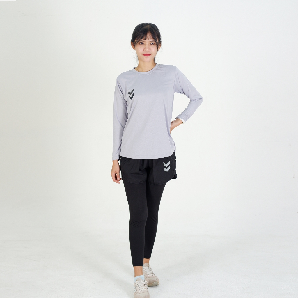 Setelan Paket 3 in One Jersey Baju Set Olahraga Wanita Celana Parasut Legging Sport Panjang