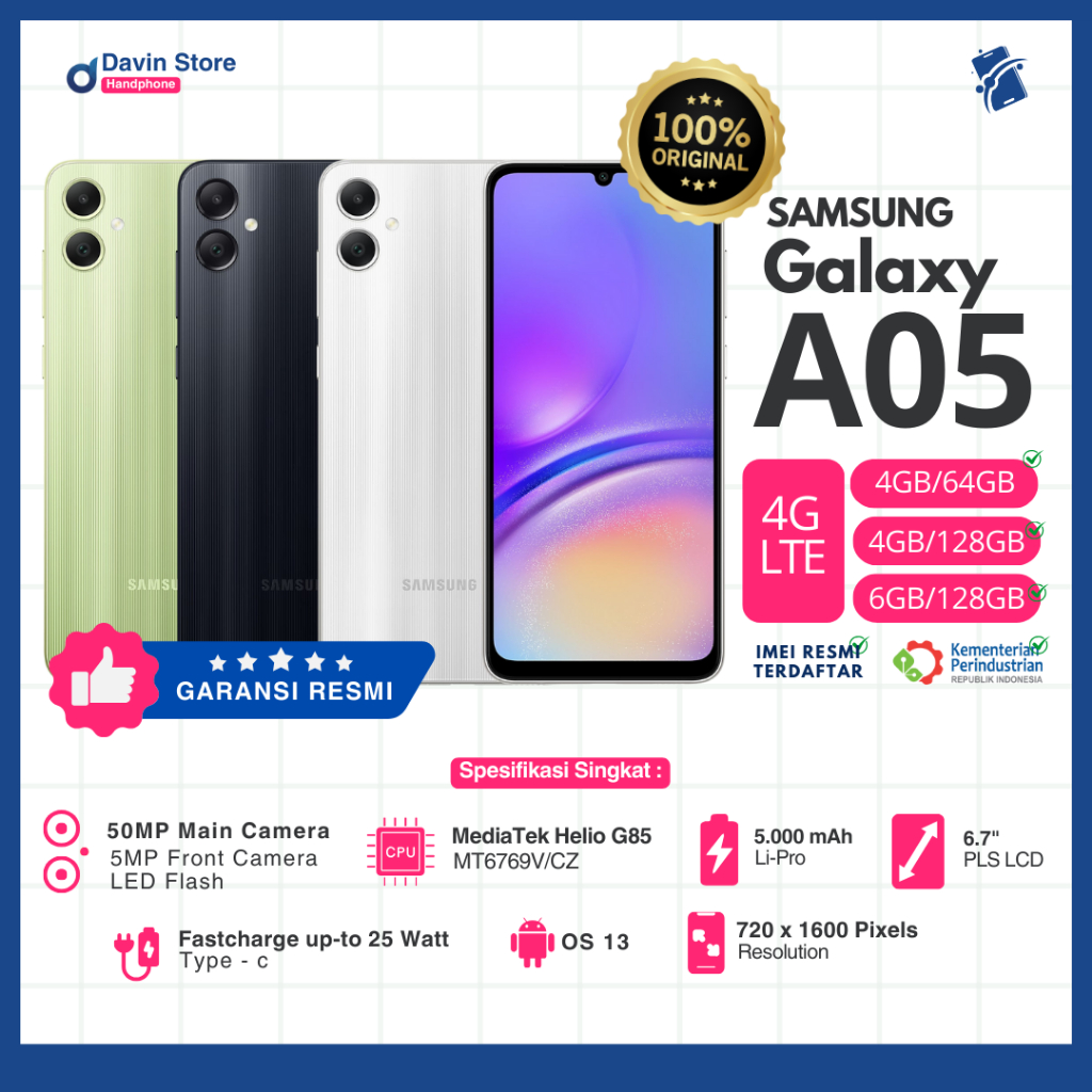 Jual Samsung Galaxy A05 4/64GB | 4/128GB BARU, SEGEL, BERGARANSI RESMI ...