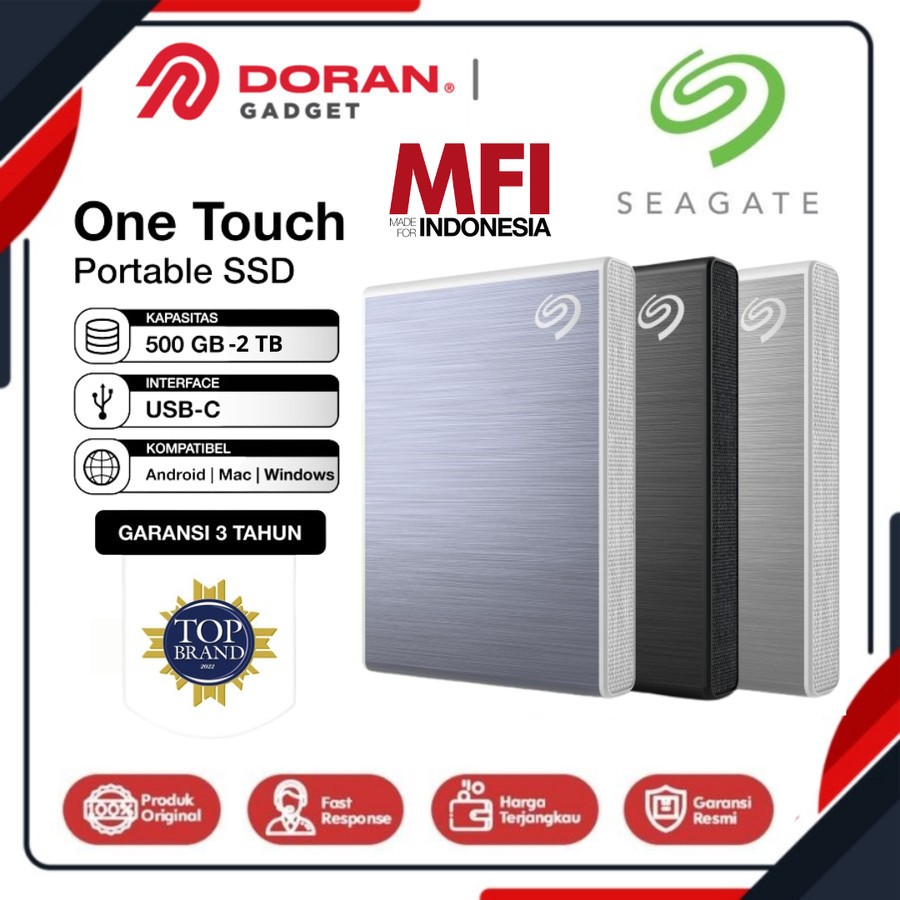 Seagate One Touch SSD 500GB 1TB 2TB USB-C Portable SSD Eksternal Garansi  Tahun