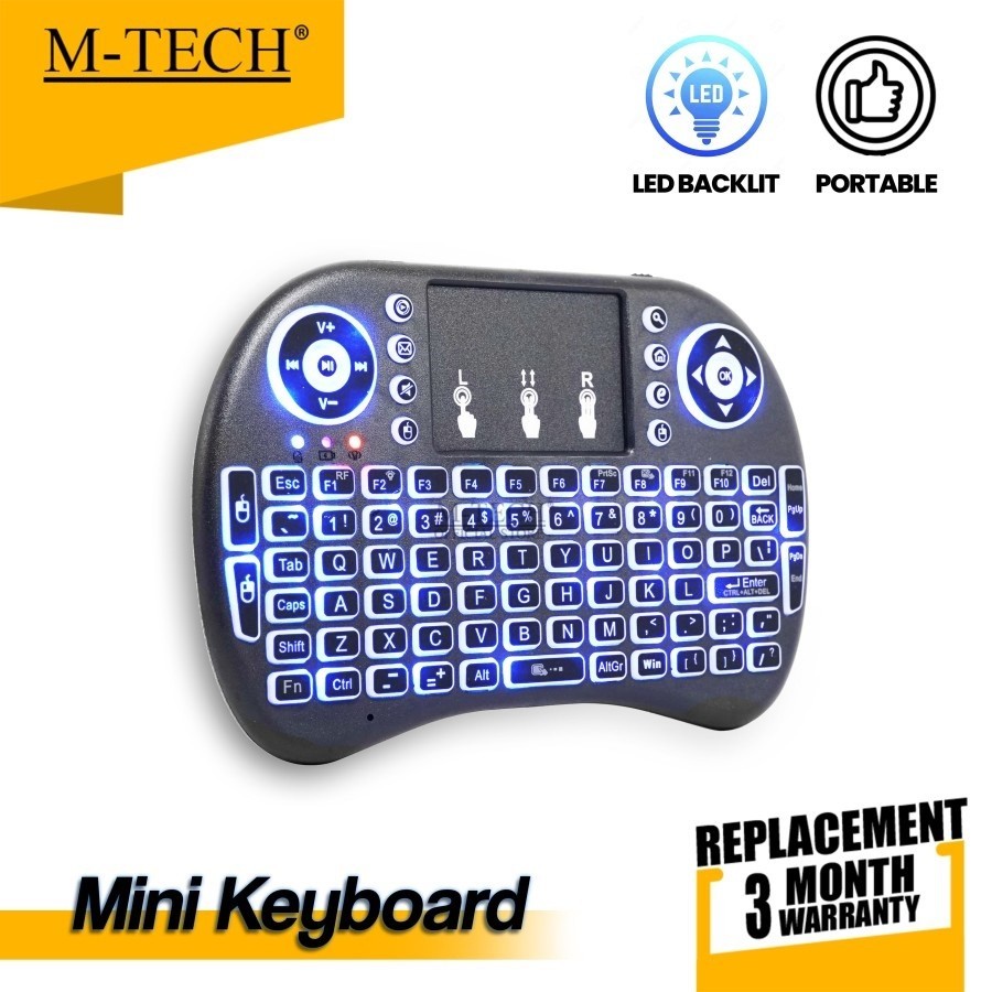 M-Tech Keyboard Mini Airmouse Wireless + Touchpad For Smart TV Box