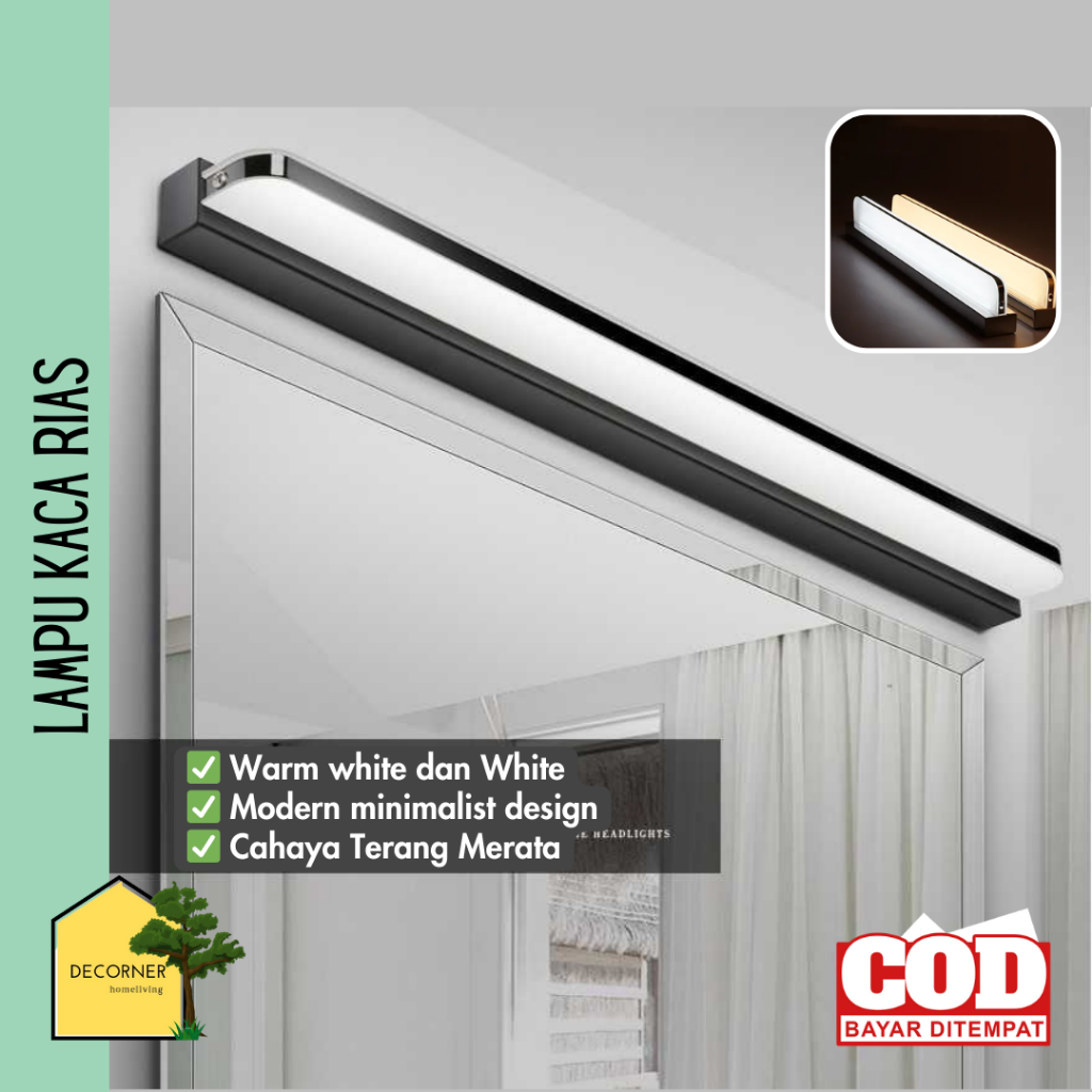 Jual Lampu Kaca Rias LED Tempel Dinding Warm White 62 Cm | Shopee Indonesia
