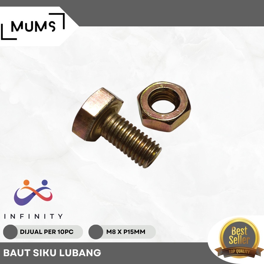 Jual Infinity 10 Pcs Baut Siku Lubang Lobang M8x15mm Baut Rak Besi Mur