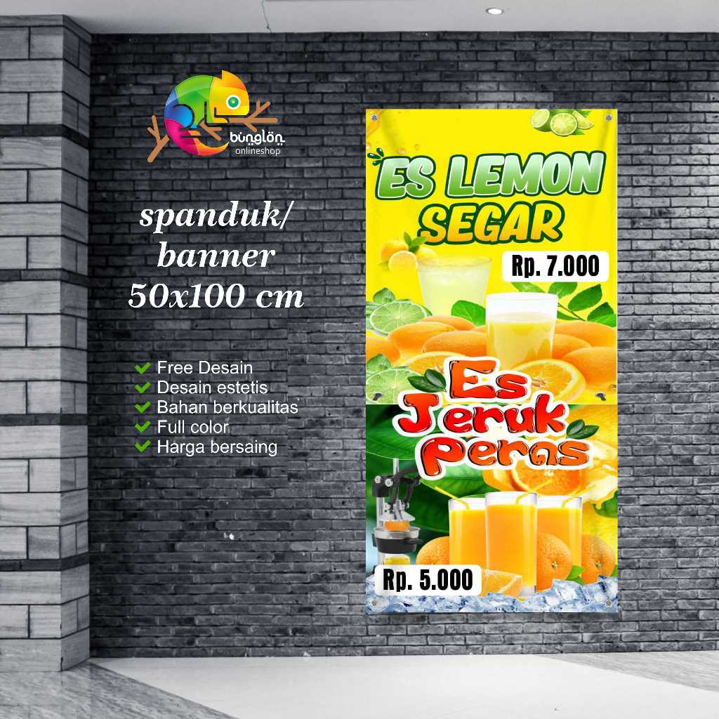 Jual Spanduk 50X100 Banner Es Lemon Jeruk Peras Custom Desain | Shopee ...