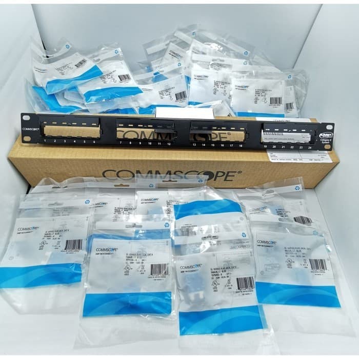 Jual Blank Panel + 24 Port Modular Jack Cat6e (Patch Panel Loaded) AMP ...