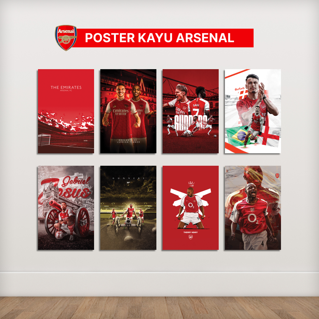 Jual Poster Kayu Arsenal Ukuran 20x30cm 6mm Hiasan Dinding Kamar Dan