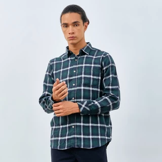 M231 Kemeja Pria Flannel Panjang Hijau 0143