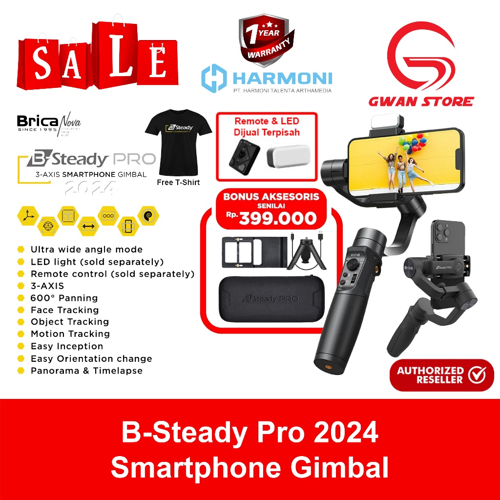 Jual Brica B-Steady BSteady PRO 2024 3-Axis Compact Camera Smartphone ...