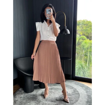 Rok Plisket Midi Rok 7 8 Plisket Premium Pleated Skirt Rok Plisket Tanggung