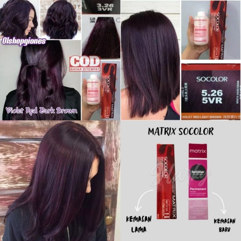 Jual Cat Rambut Matrix Socolor 3.26 / 5.26 Violet dark Brown + Oxydant ...