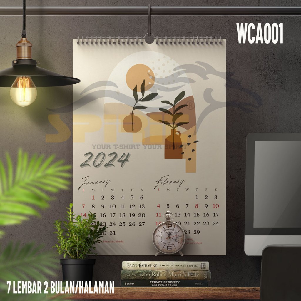 Jual kalender 2024 aesthetic dinding spiral A3 hiasan dinding ruangan ...