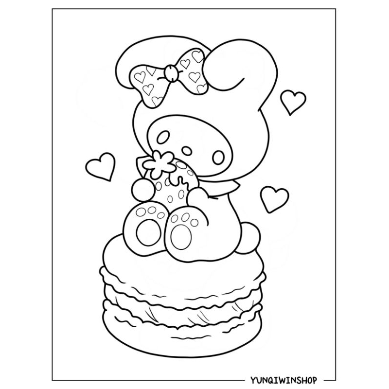 Jual Kertas mewarnai/coloring pages sketsa tema my melody sanrio