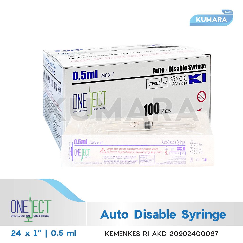 Jual ONEJECT - Syringe 0.5ml / Auto Disable Syringe 0.5cc Oneject ...