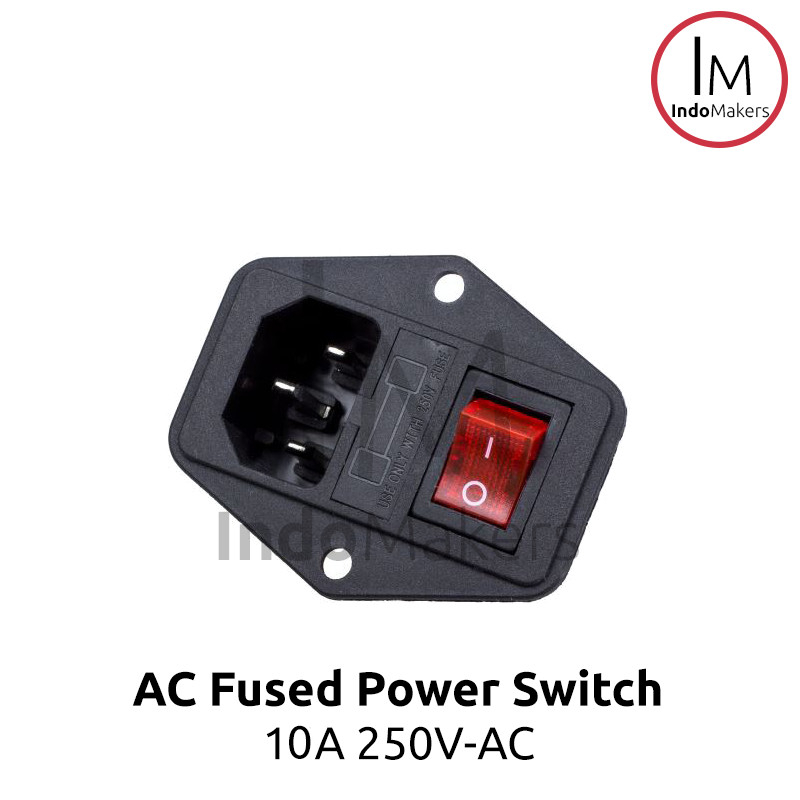 Jual AC Power Rocker Switch 250V Fused 10A Socket Switch 3 Pin No