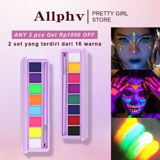 Glow UV Black Light Face Paint, 8 Bright Colors Neon Fluorescent Body Paint  Palette, Water Activated Eyeliner, Water Based Makeup Glow In The Dark Hal