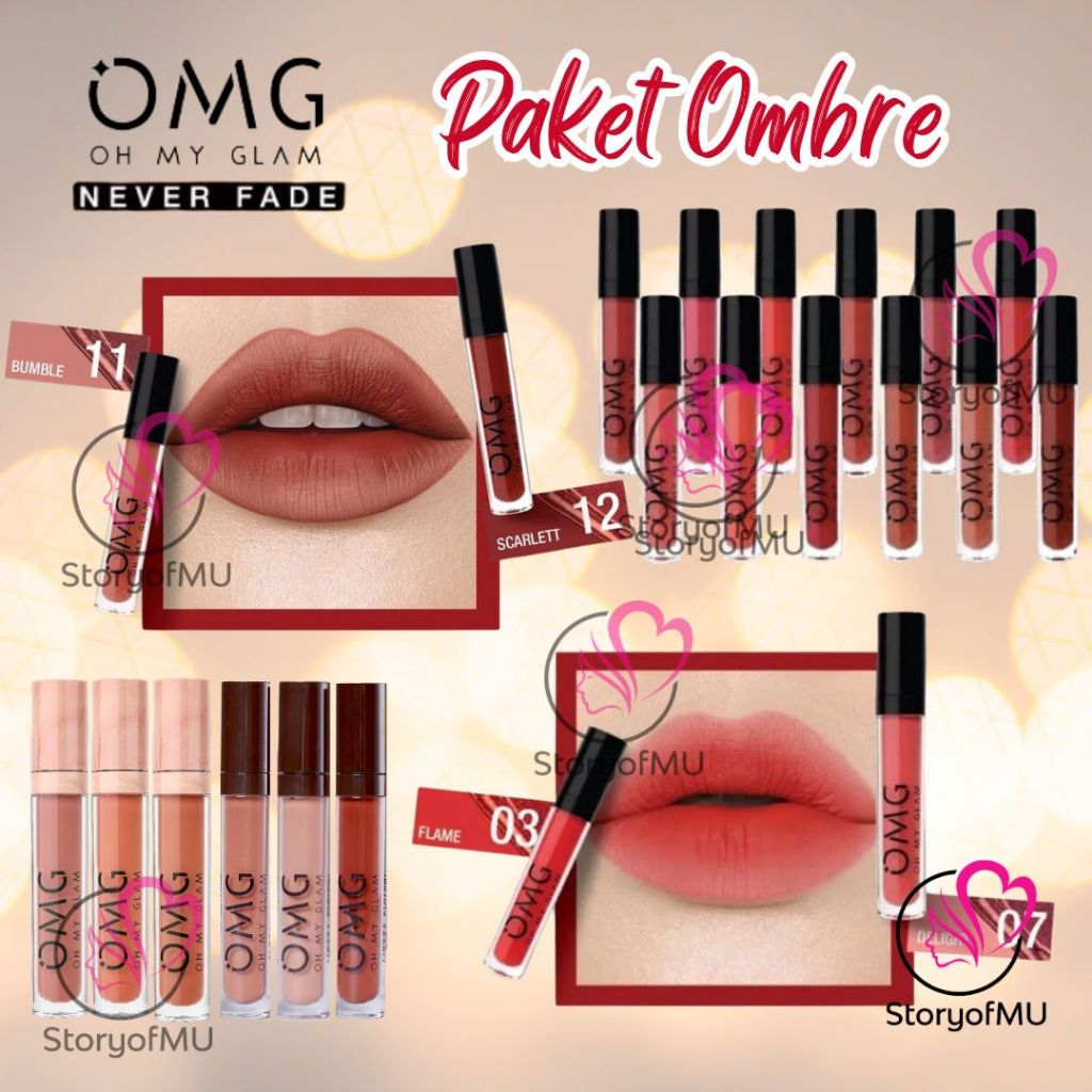 Jual ️ StoryofMU ️ [PAKET OMBRE] OMG OH MY GLAM Matte Kiss Lip Cream 3 ...