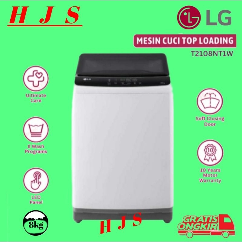 Jual MESIN CUCI LG 1 TABUNG T2108NT1W 8 KG TOP LOADING SOFT CLOSING ...