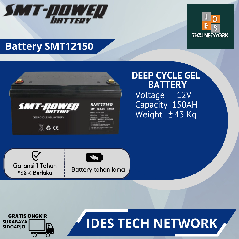 Jual Baterai SMT Power 12V 150AH/ Baterai VRLA/ Baterai Deep Cycle Gel ...