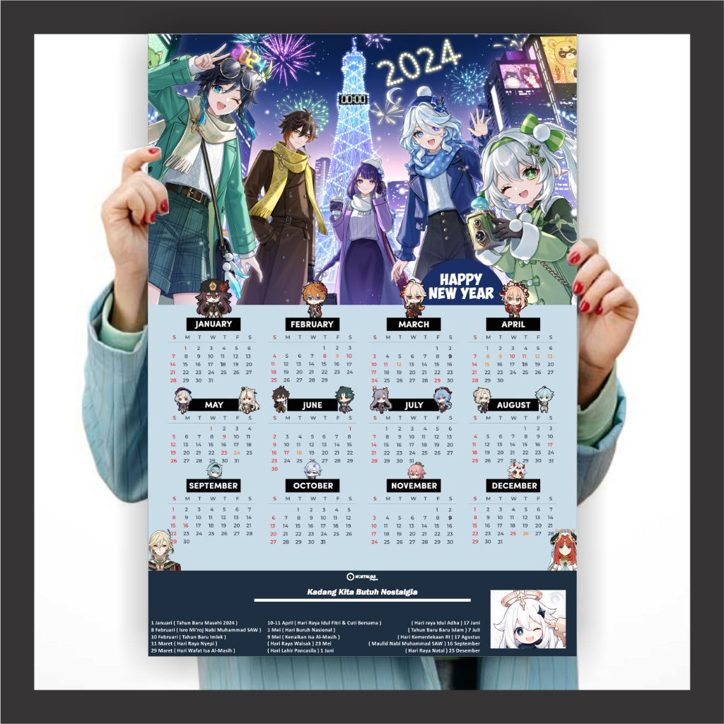 Jual Kalender Anime 2024 Poster Anime Kalender 2024 Masehi Shingeki