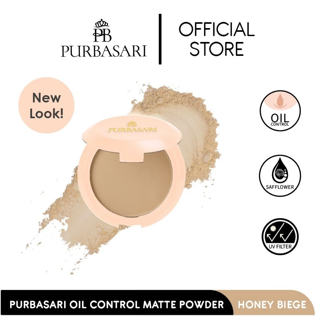Purbasari Bedak Matte Tahan Lama Honey Beige dan Bedak Padat Oil Control