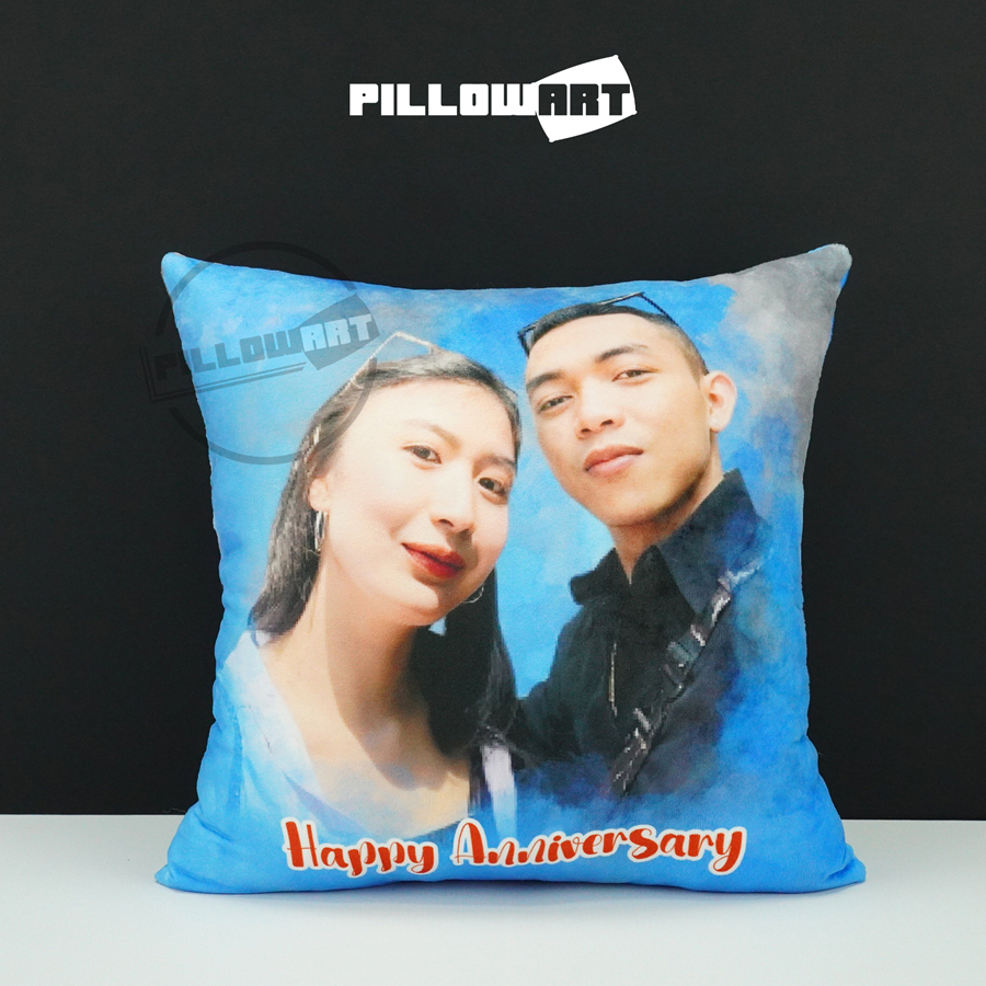 Jual Pillowart Bantal Custom Foto Free Desain Ukuran 40x40 Cm Hadiah Ulang Tahun Wedding 8635