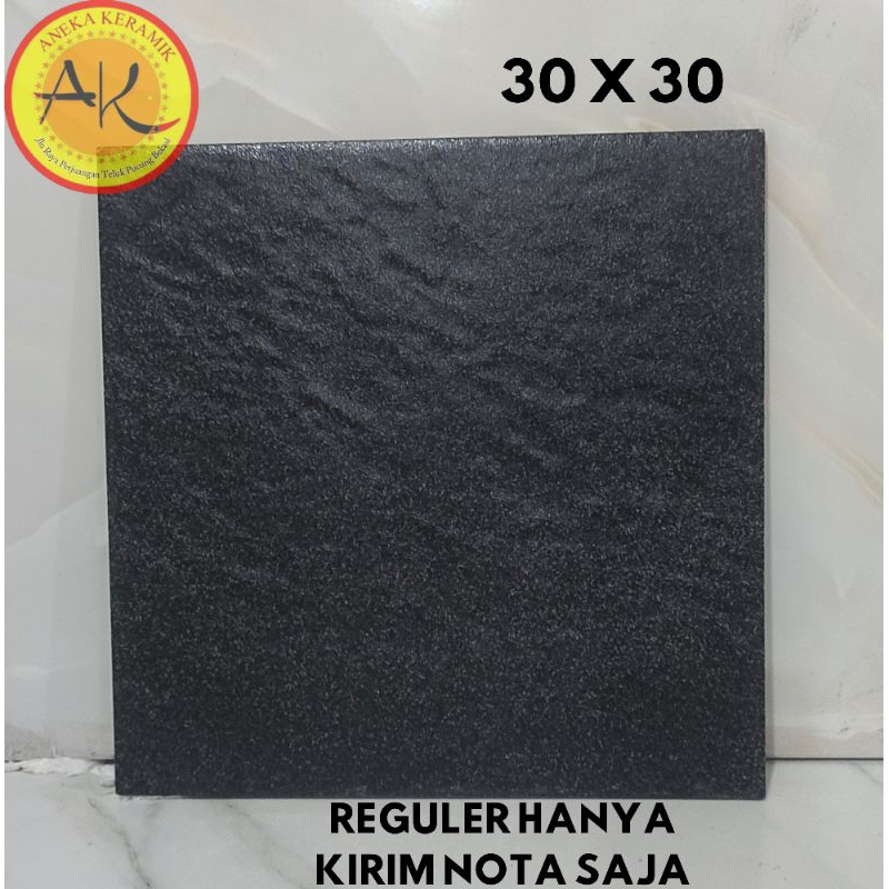 Jual Keramik Lantai Kasar Teras Garasi Rustic Matt 30x30 Rocky Black