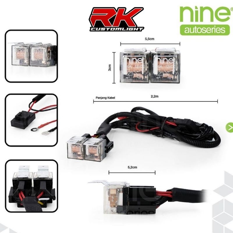 Jual Kabel Set Lampu Tembak LED Laser 2 Relay Dua Warna Motor Mobil LX ...