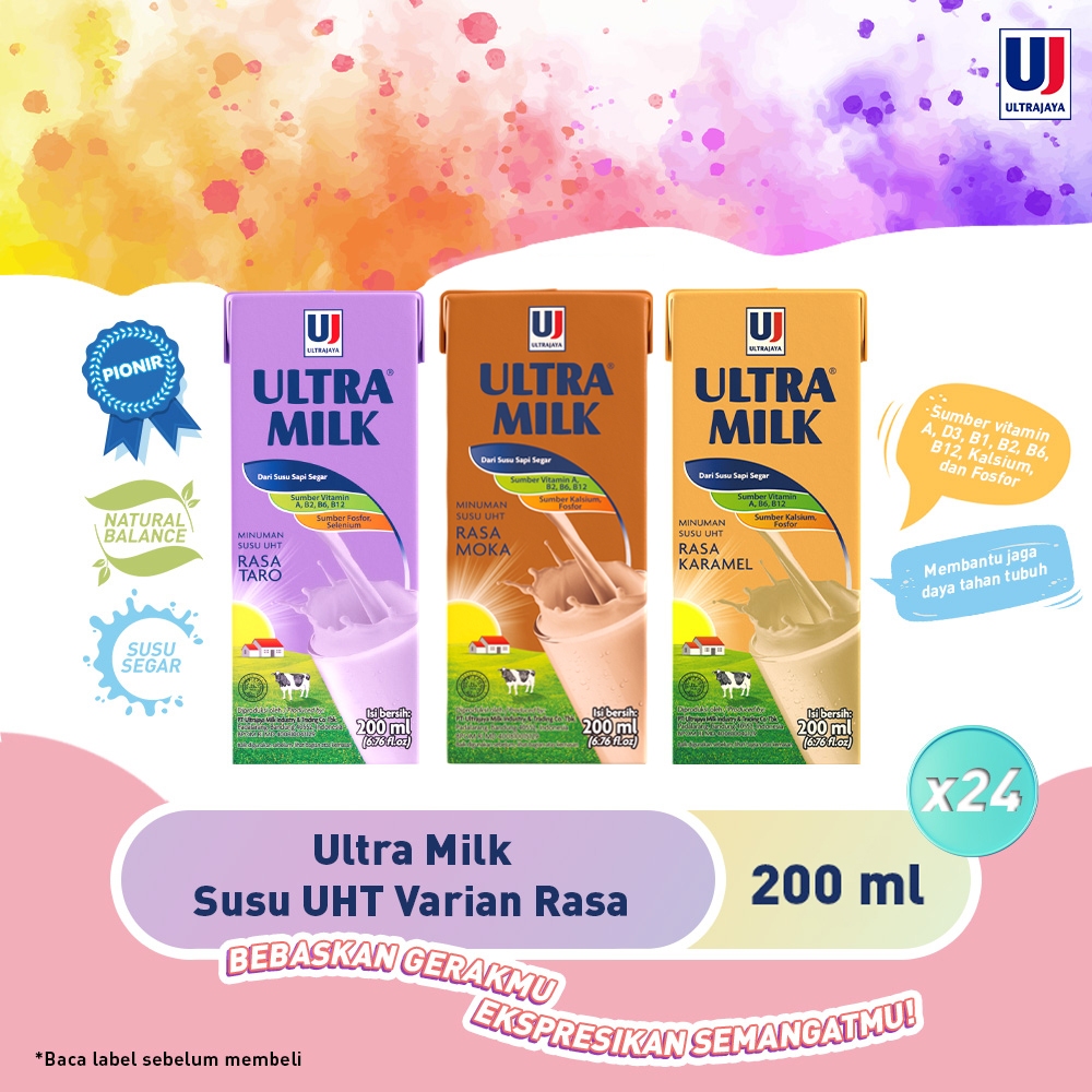 Jual Ultra Milk Susu Uht Rasa 1 Dus Isi 24pcs Moka Karamel Taro Shopee Indonesia 1748