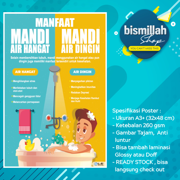 Jual Poster manfaat mandi air Hangar dan Dingin | Shopee Indonesia