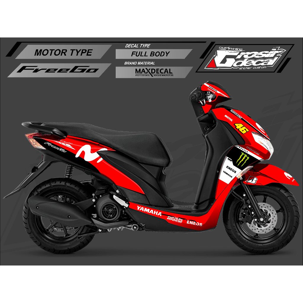Jual Sticker Decal Stiker Yamaha FreeGo Merah Full Body Fullset Free ...