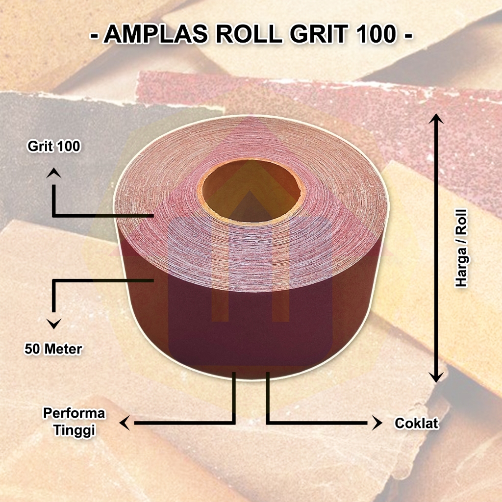 Jual AMPLAS ROLL GRIT 100 - AMPLAS ROLL 50 METER | Shopee Indonesia