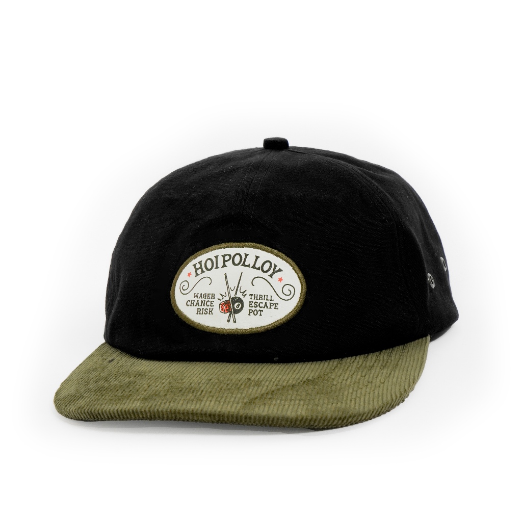 Jual Hoi Polloy Topi Wager Cap Black Green Corduroy Twill