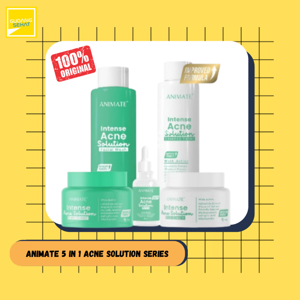 Jual ANIMATE Acne Solution Series Skincare 5 in 1 (Free Pouch) | Shopee ...