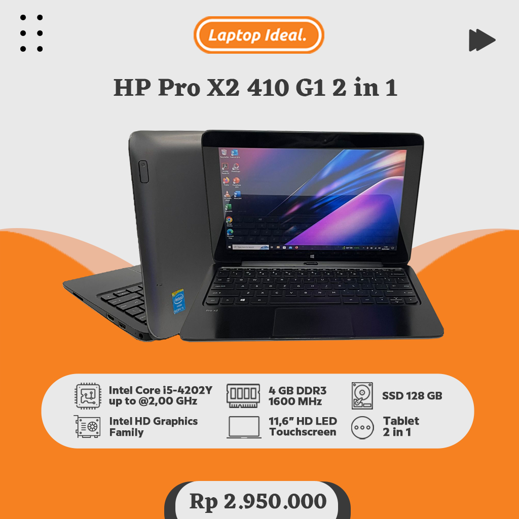 Jual HP Pro X2 410 G1 2 in 1 Tablet core i5 RAM 4 GB SSD 128 Dual