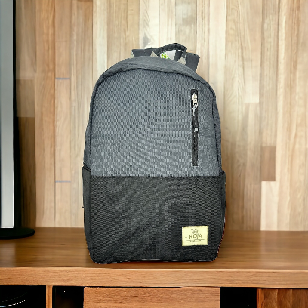 Jual Tas Ransel Sekolah Kantor Hoja Valis Dark Grey Black Gratis