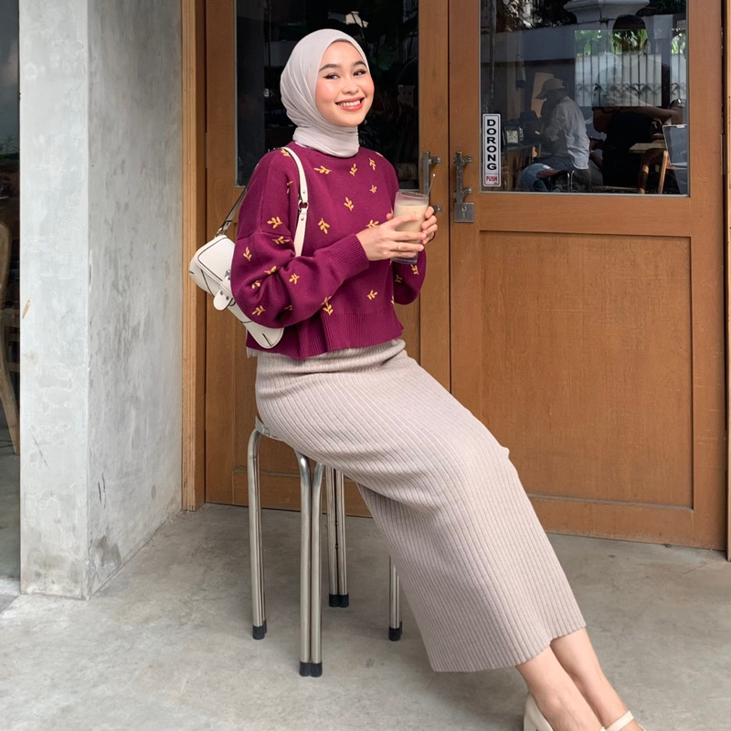 Jual Fwdaily - Nara Skirt COTTON 100% ( Rok Span Rajut - Rok Knit - Rok ...