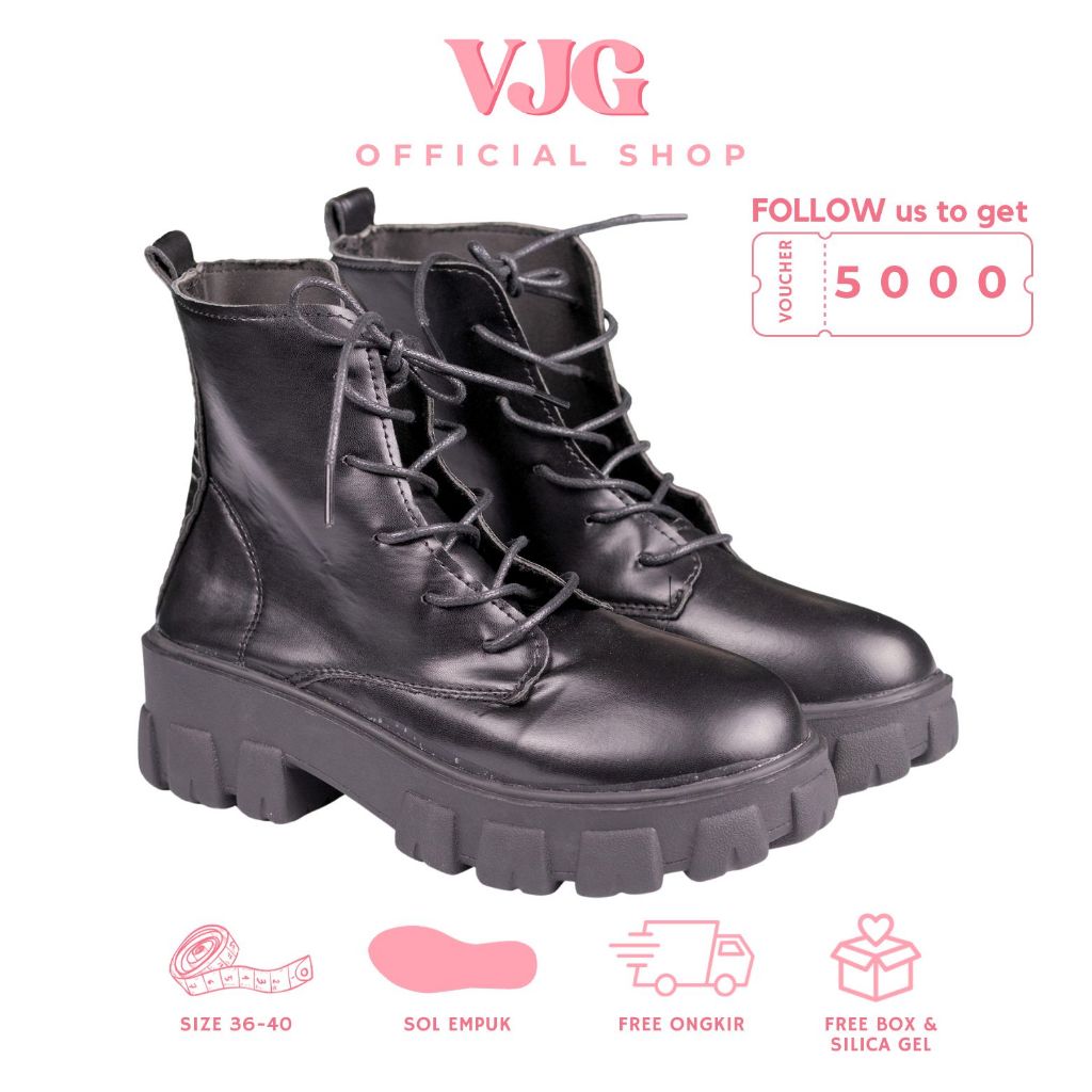 Jual VJG Rose Sepatu Boots Hitam Wanita Korean Style / Sepatu Boots