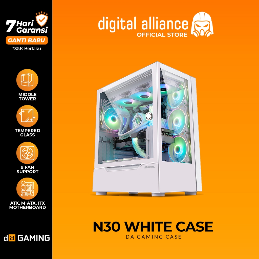 Jual Digital Alliance Casing Komputer MIddle Tower N30 Black / White ...