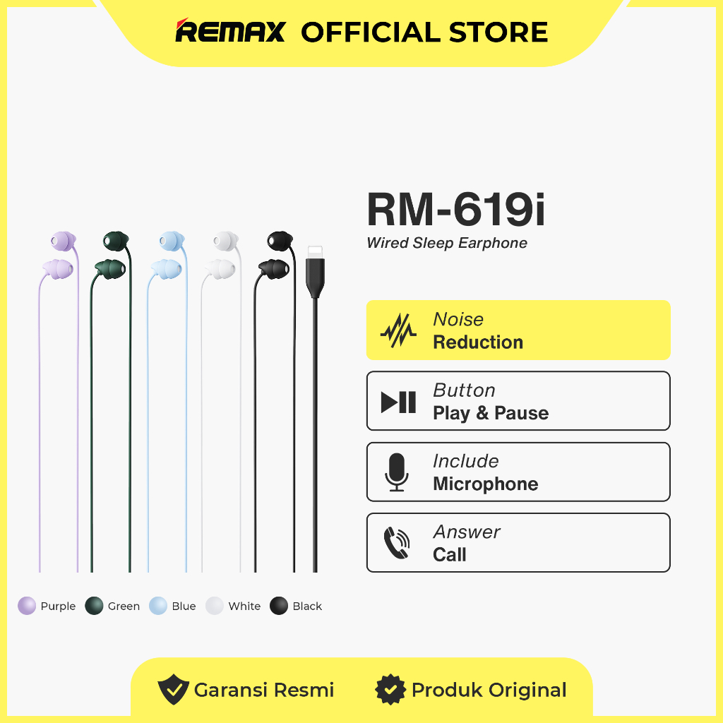 Jual Remax Compact Sleep Earphone Wired iPh Cable For Music&Call RM ...