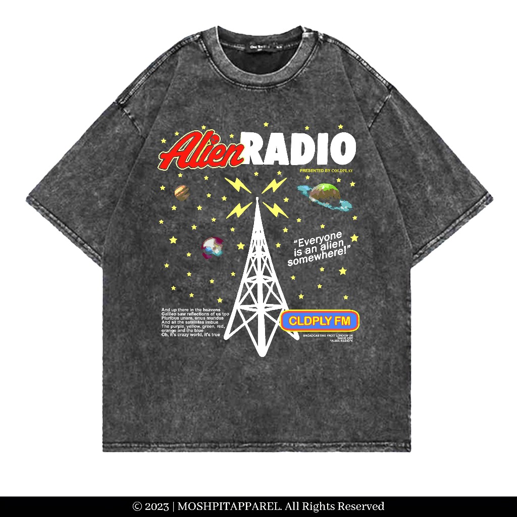 Jual Coldplay "Alien Radio Music Of The Spheres" Washed TShirt Shopee Indonesia
