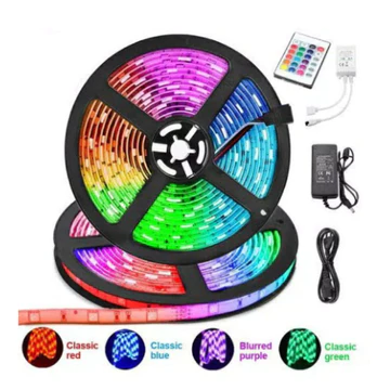 Paket Lampu Led Strip 5050 3528 2835 Rgb 5M 10M Ip44 Ip33 Rgb Remote Lampu Hias Warna Warni