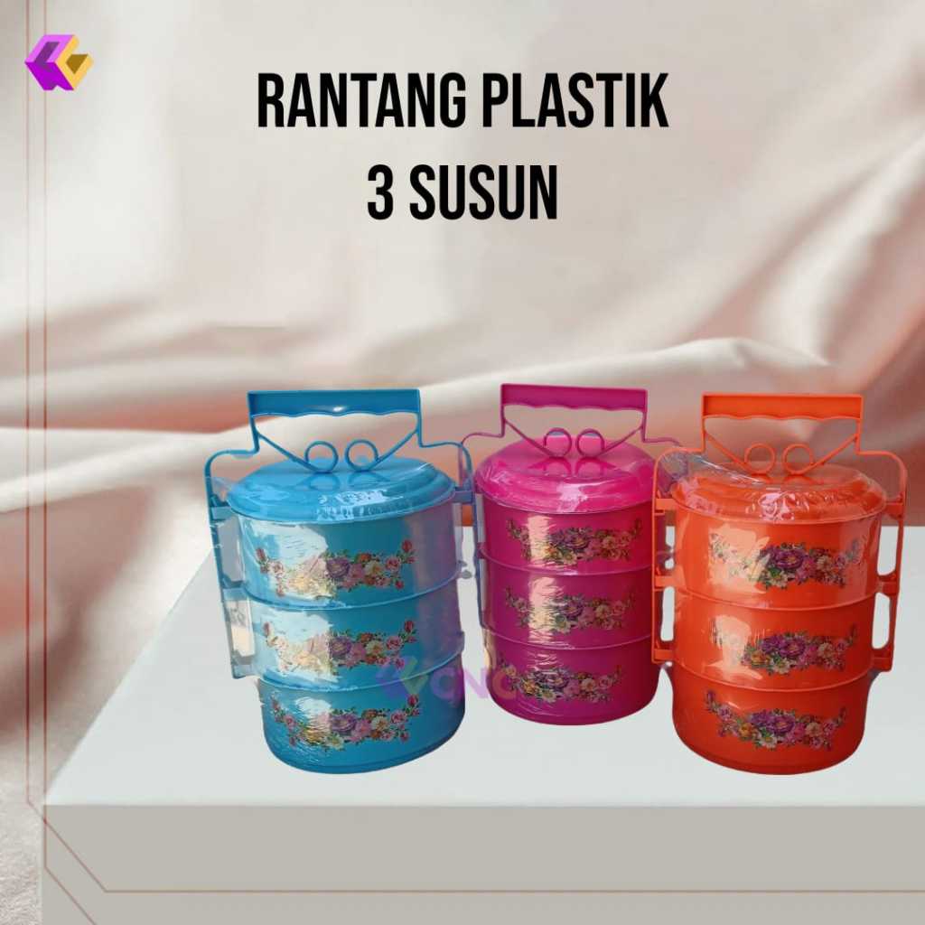 Jual BESTPROMO ( OM ) Rantang 4 Susun Plastik Motif Bunga / Rantang ...
