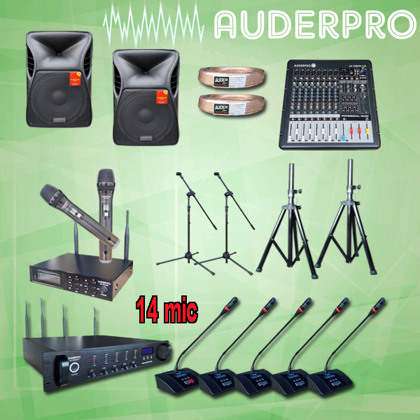 Jual PAKET AUDERPRO MIC WIRELESS CONFERENCE E3 PAKAI 14 MIKROFON PLUS