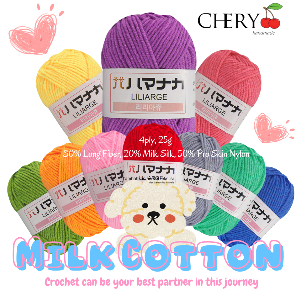 Jual Benang Rajut Katun Susu 4 Ply (25g) / Benang Rajut Milk Cotton ...