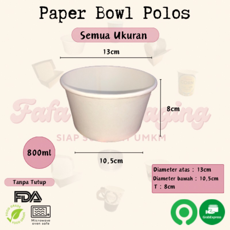 Jual Paper Bowl Mangkuk Kertas Polos Ml Ml Ml Ml Ml Ml Ml