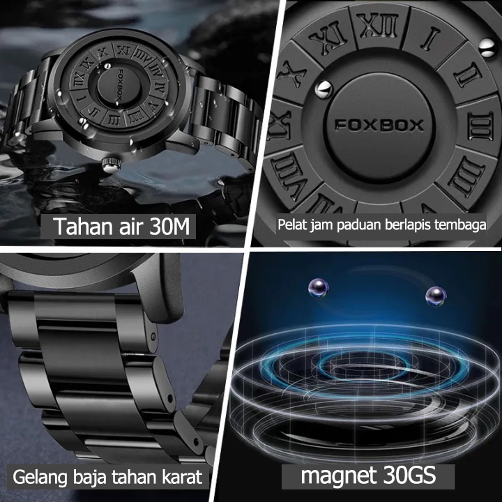 Jual Foxbox Jam Tangan Pria Anti ari Kreatif Besi Tahan karat Gulungan ...