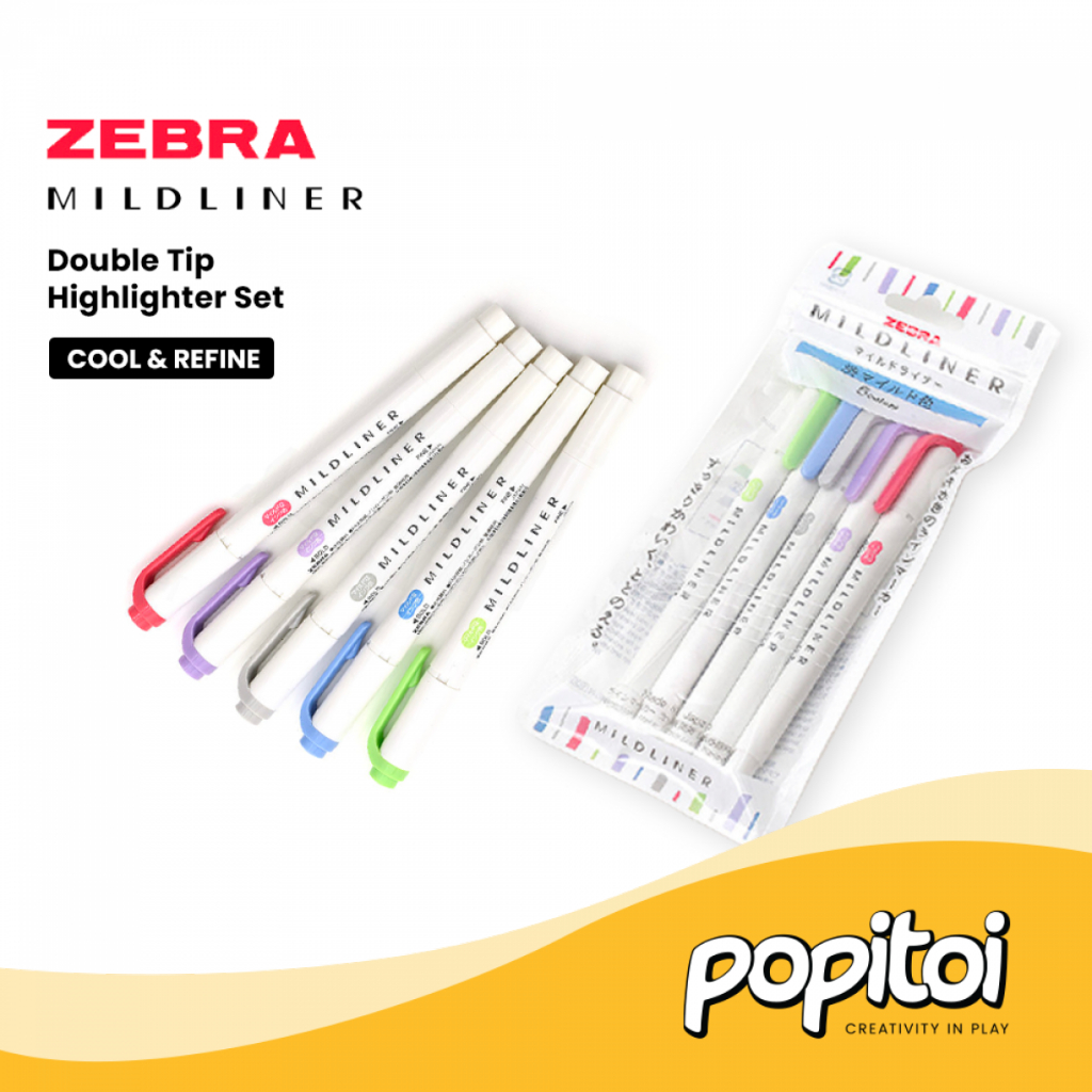 Zebra Mildliner SET Double Tip Highlighter Midliner Fragrance Pastel Marker  Stab*lo Penanda