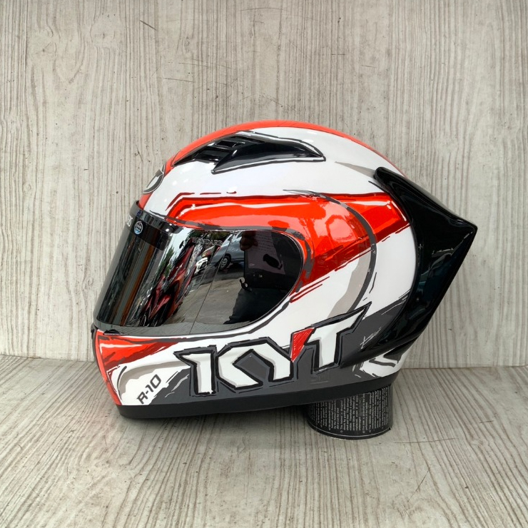 Jual HELM FULLFACE KYT R10 #6 BLACK/GREY SPOILER 3D || R10 #6 WHITE/RED ...