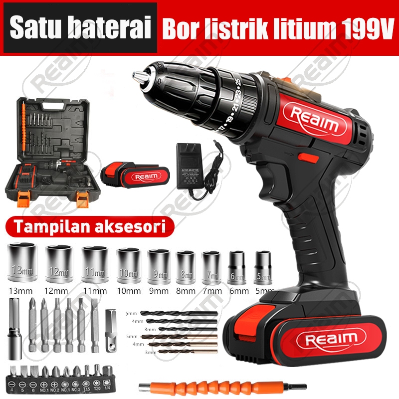 Jual Reaim Vf Mesin Bor Impact Drill Bor Baterai Bor Tanpa Kabel