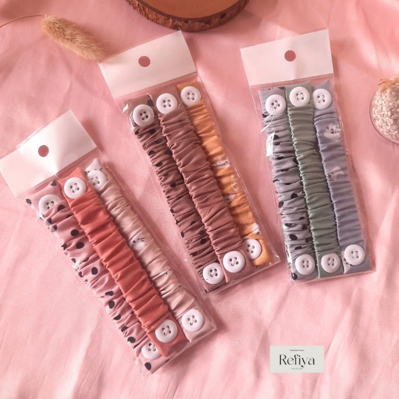 Jual (1 SET 3 PCS)STRAP TALI KONEKTOR MASKER HIJAB KAIN SATIN VELVET ...